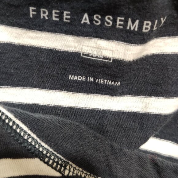 Free Assembly XXL Striped T-Shirt Black White Boxy Fit Soft Casual Cotton Tee - Picture 6 of 7